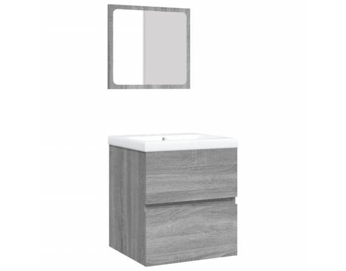 Sonata H Шкаф за баня с мивка и огледало, сив сонома