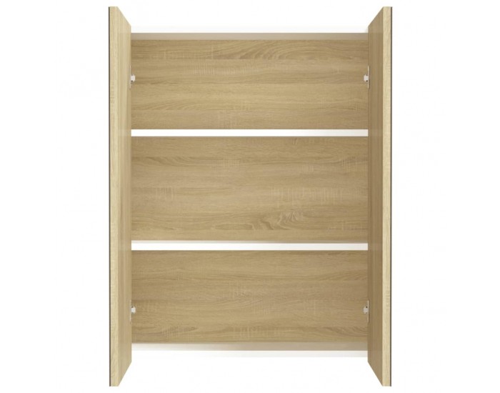 Sonata H Шкаф с огледало за баня, 60x15x75 см, МДФ, бяло и дъб