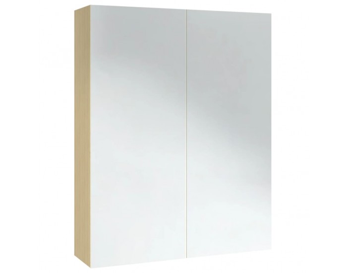 Sonata H Шкаф с огледало за баня, 60x15x75 см, МДФ, бяло и дъб