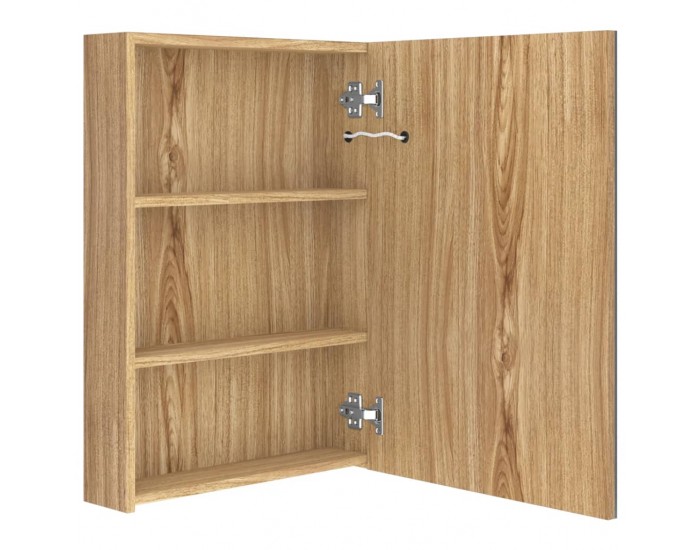 Sonata H LED шкаф с огледало за баня, цвят дъб, 50x13x70 см