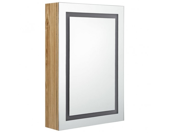 Sonata H LED шкаф с огледало за баня, цвят дъб, 50x13x70 см