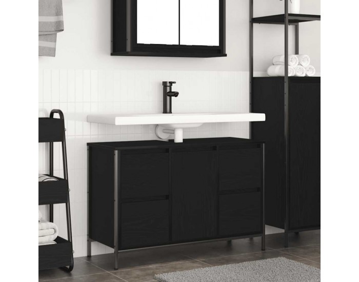 Sonata H Шкаф за мивка с чекмеджета Черен дъб 90x34,5x60 cm