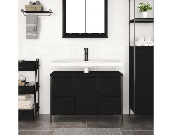 Sonata H Шкаф за мивка с чекмеджета Черен дъб 90x34,5x60 cm