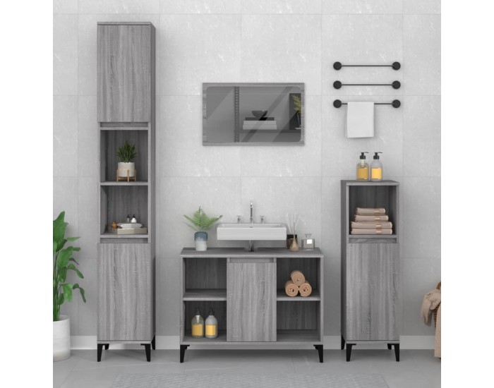 Sonata H Шкаф за мивка, сив сонома, 80x33x60 см, инженерно дърво