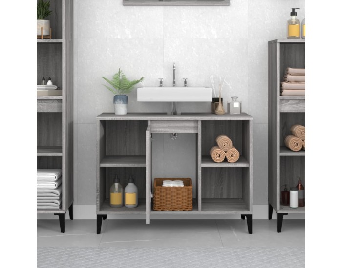 Sonata H Шкаф за мивка, сив сонома, 80x33x60 см, инженерно дърво