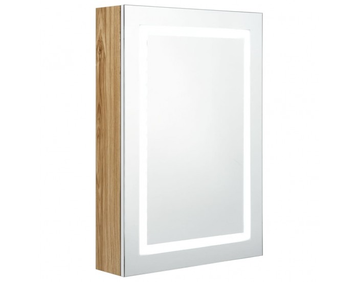 Sonata H LED шкаф с огледало за баня, бяло и цвят дъб, 50x13x70 см