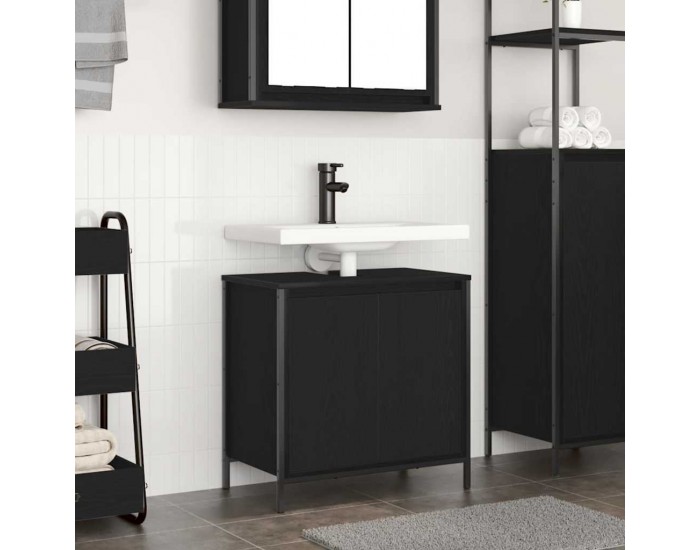 Sonata H Шкаф за мивка за баня черен 60x34,5x60 cm
