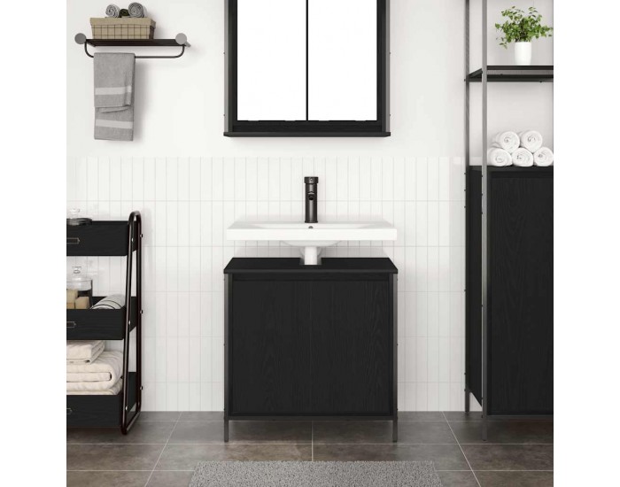 Sonata H Шкаф за мивка за баня черен 60x34,5x60 cm