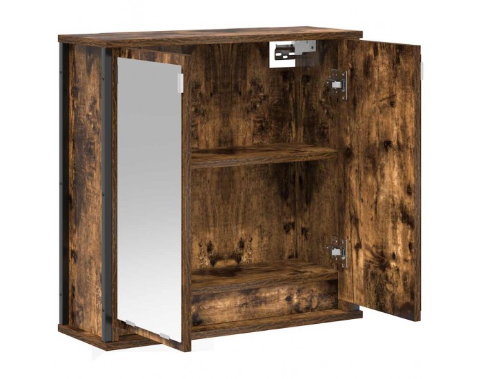 Sonata H Стенен шкаф за баня с огледало опушен дъб 60x21x60 cm