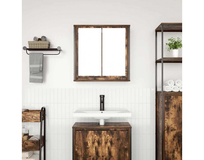 Sonata H Стенен шкаф за баня с огледало опушен дъб 60x21x60 cm