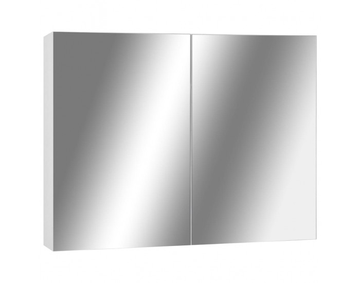 Sonata H Шкаф с огледало за баня, бял, 80x15x60 см, МДФ