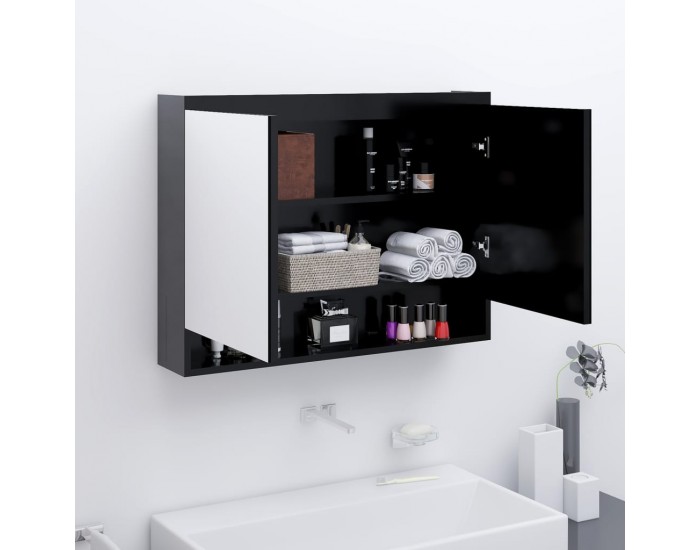 Sonata H Шкаф с огледало за баня, 80x15x60 см, МДФ, антрацит