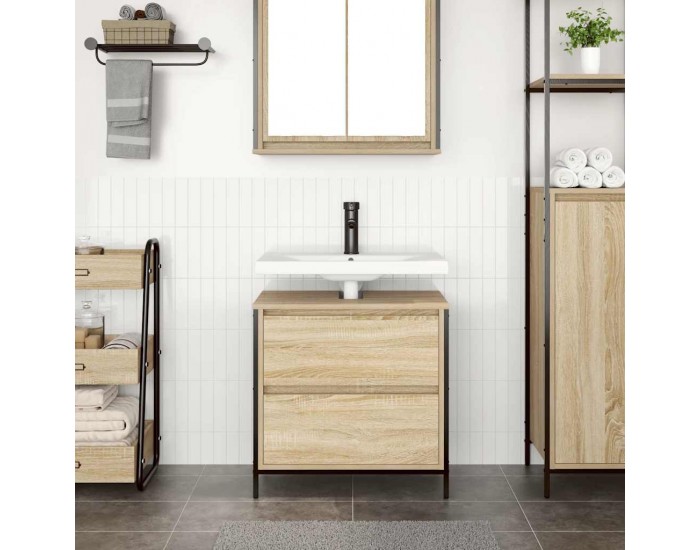 Sonata H Шкаф за баня с чекмеджета Дъб Сонома 60x34,5x60 cm