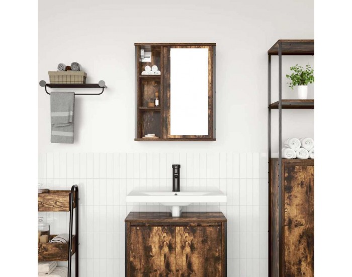 Sonata H Стенен шкаф за баня с огледало опушен дъб 50x21x60 cm