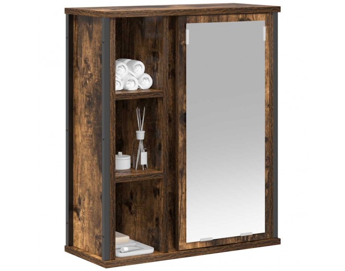 Sonata H Стенен шкаф за баня с огледало опушен дъб 50x21x60 cm