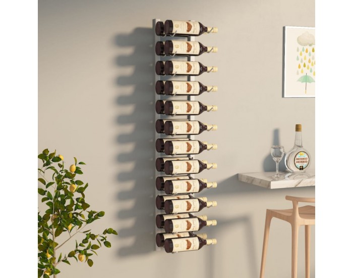 Sonata H Стойка за вино за 24 бутилки, стенен монтаж, бяла, желязо