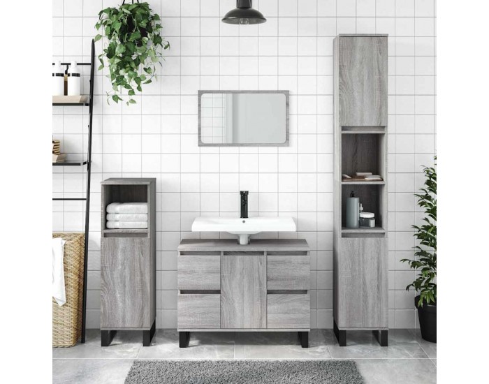 Sonata H Шкаф за баня, сив сонома, 80x33x60 см, инженерно дърво