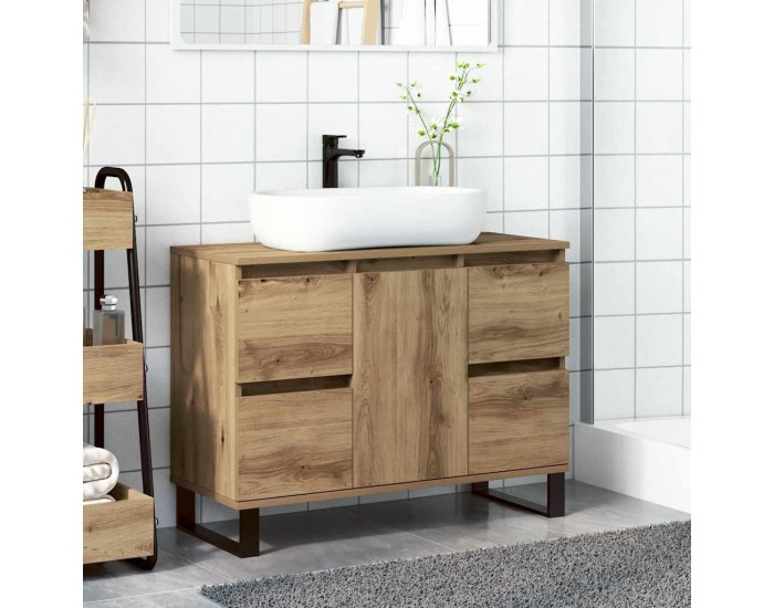 Sonata H Шкаф за мивка за баня, Дъб артизан, 80x33x60см, инженерно дърво