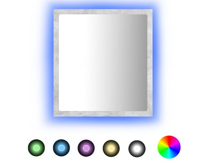 Sonata H LED огледало за баня, бетонно сиво, 40x8,5x37 см, акрил