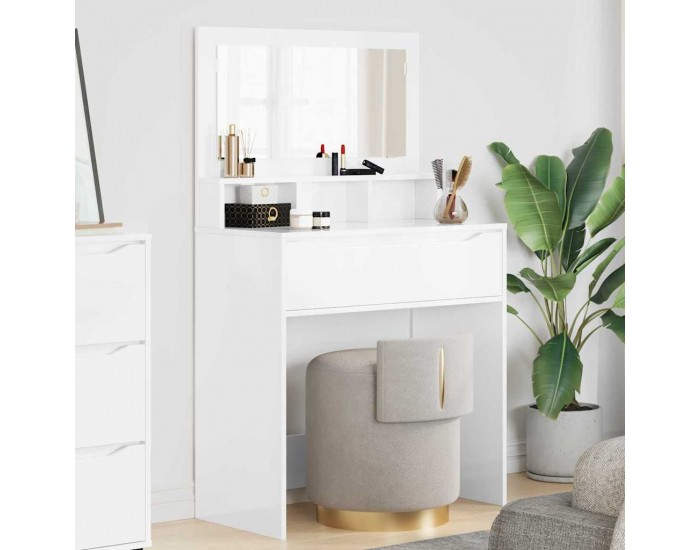 Sonata H Тоалетки за спалня с чекмедже Лъскаво бяло 80 x 39,6 x 135 см
