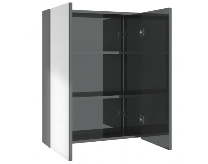 Sonata H Шкаф с огледало за баня, 60x15x75 см, МДФ, сив гланц