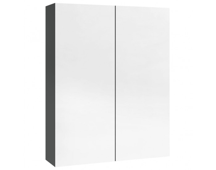Sonata H Шкаф с огледало за баня, 60x15x75 см, МДФ, сив гланц