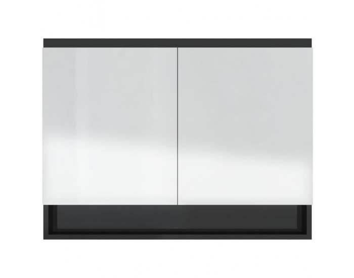 Sonata H Шкаф с огледало за баня, 80x15x60 см, МДФ, сияйно черно