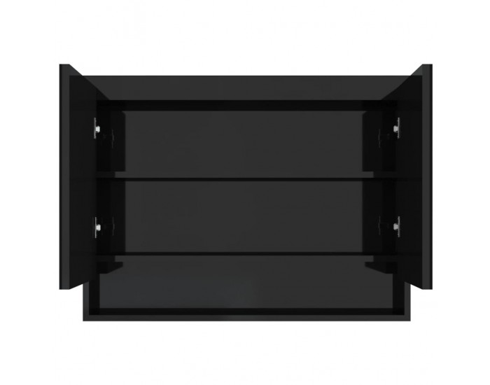 Sonata H Шкаф с огледало за баня, 80x15x60 см, МДФ, сияйно черно