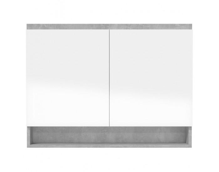Sonata H Шкаф с огледало за баня, 80x15x60 см, МДФ, бетонно сиво