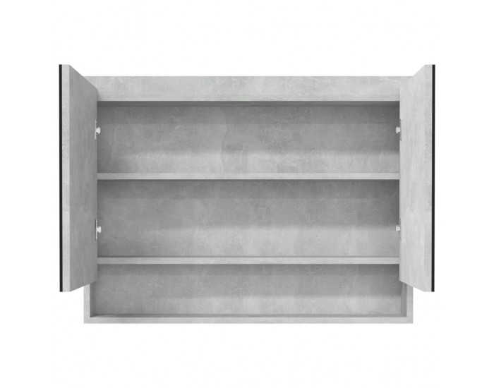 Sonata H Шкаф с огледало за баня, 80x15x60 см, МДФ, бетонно сиво