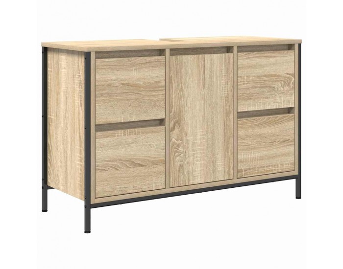 Sonata H Комплект мебели за баня с чекмедже 2 pcs Сонома дъб и черно