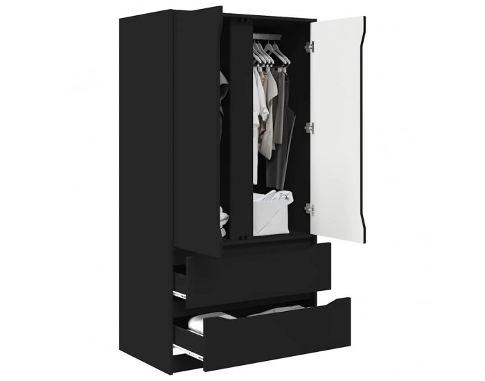 Sonata H Шкаф за баня с врата Черно 79,5 x 49 x 156 см Инженерно дърво