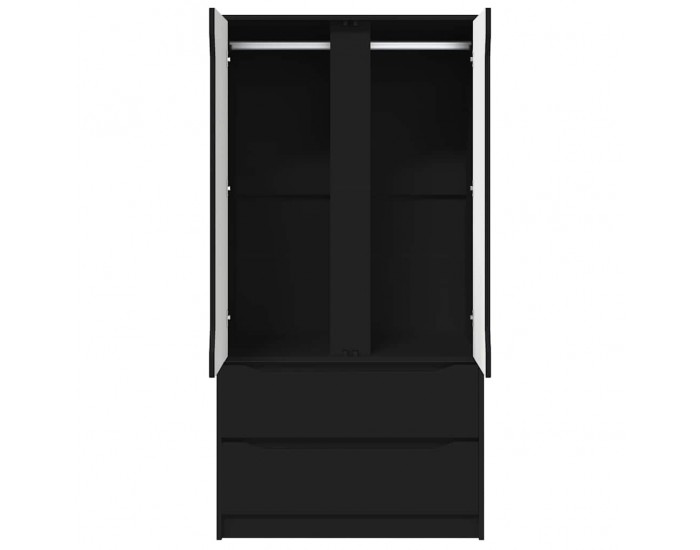 Sonata H Шкаф за баня с врата Черно 79,5 x 49 x 156 см Инженерно дърво