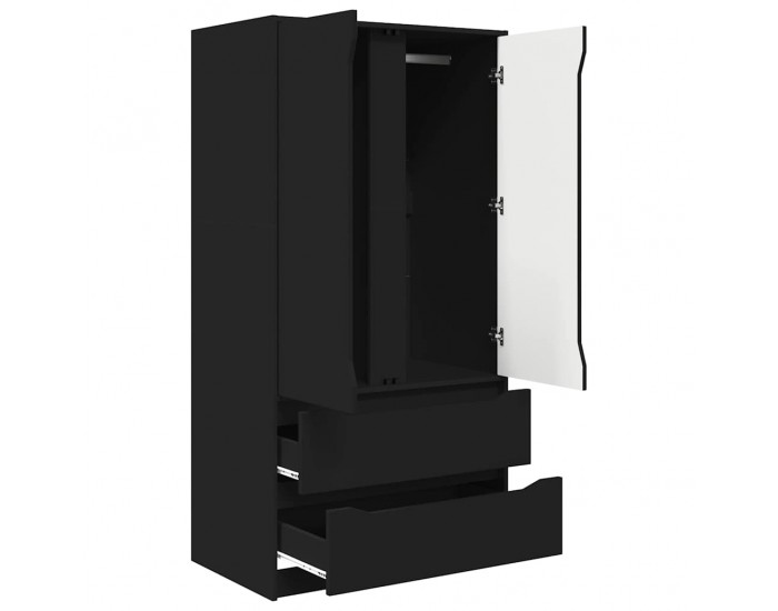 Sonata H Шкаф за баня с врата Черно 79,5 x 49 x 156 см Инженерно дърво