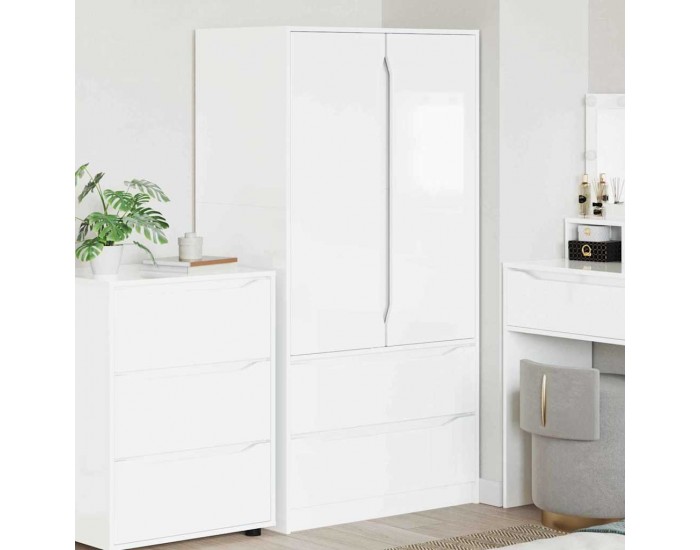 Sonata H Шкаф за баня Лъскаво бяло 79,5 x 49 x 156 см Инженерно дърво