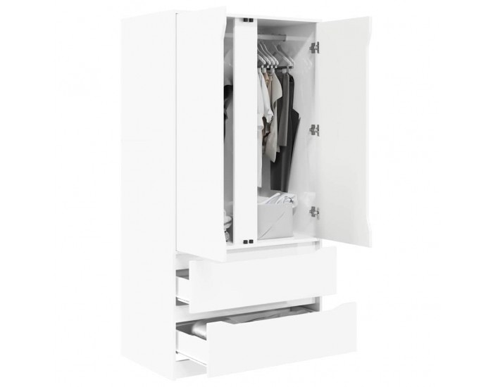 Sonata H Шкаф за баня Лъскаво бяло 79,5 x 49 x 156 см Инженерно дърво