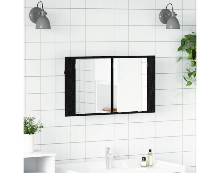 Sonata H Шкаф с огледало за баня с рафт Черния дъб 80 x 12 x 45 см