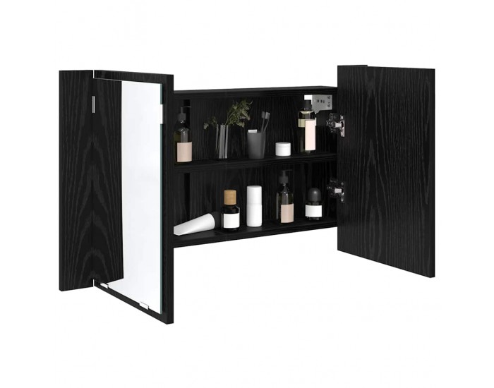 Sonata H Шкаф с огледало за баня с рафт Черния дъб 80 x 12 x 45 см