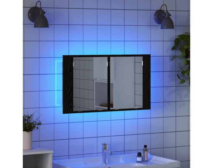 Sonata H Шкаф с огледало за баня с рафт Черния дъб 80 x 12 x 45 см