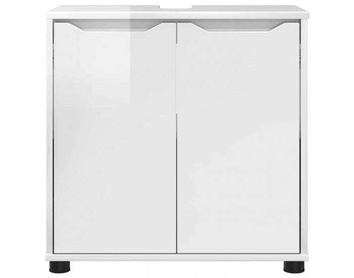 Sonata H Шкаф за баня с мивка с рафт Лъскаво бяло 60 x 30 x 60 cm