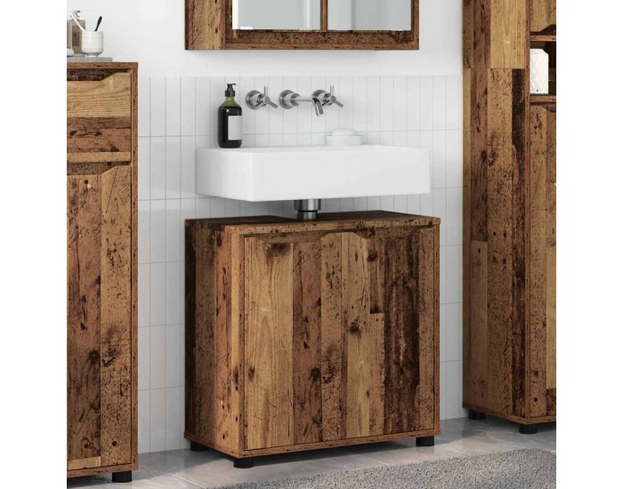 Sonata H Шкаф за баня с мивка с рафт с врата Старо дърво 60 x 30 x 60 cm