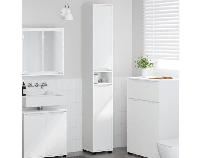 Sonata H Шкаф за баня с рафт Бяло 30,5 x 30 x 195 см Инженерно дърво