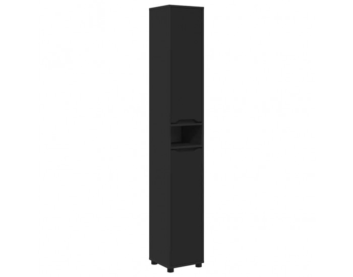 Sonata H Шкаф за баня с рафт Черно 30,5 x 30 x 195 см Инженерно дърво