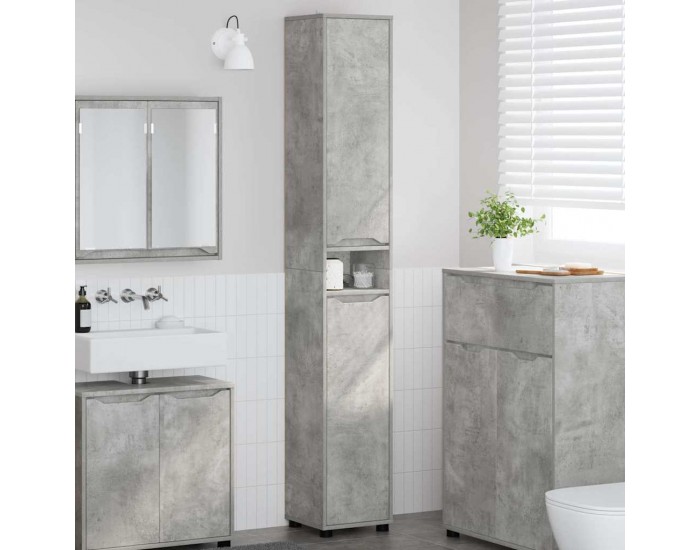 Sonata H Шкаф за баня Циментено сиво 30,5 x 30 x 195 см Инженерно дърво