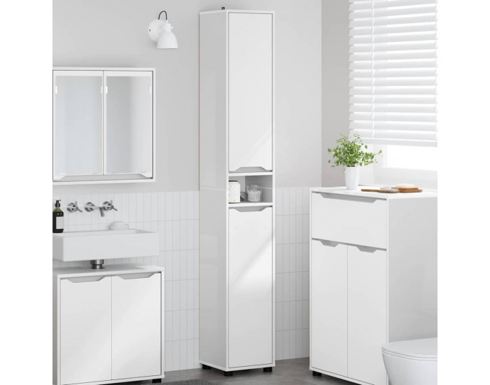 Sonata H Шкаф за баня Лъскаво бяло 30,5 x 30 x 195 см Инженерно дърво