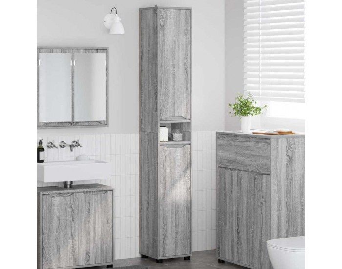 Sonata H Шкаф за баня Сив Сонома 30,5 x 30 x 195 см Инженерно дърво