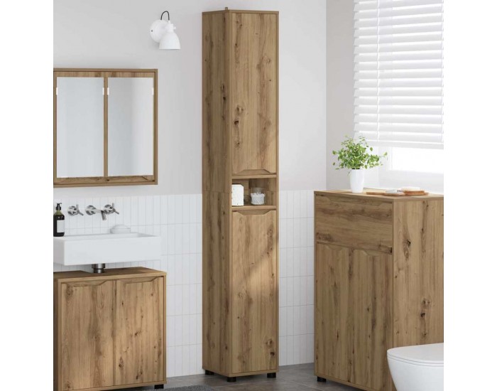Sonata H Шкаф за баня с рафт Дъб 30,5 x 30 x 195 см Инженерно дърво
