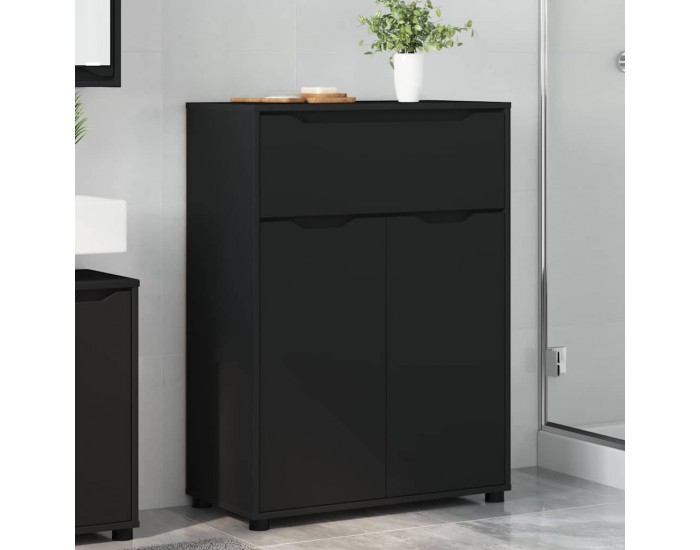 Sonata H Шкаф за баня с рафт Черно 72,5 x 36,5 x 100 см Инженерно дърво