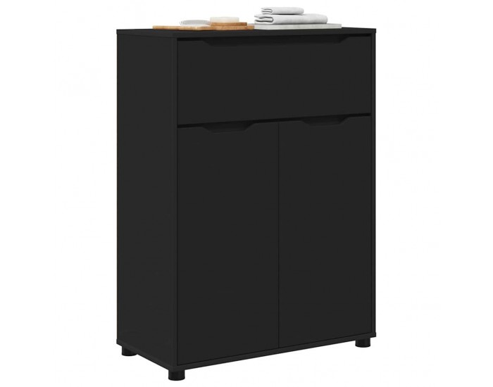 Sonata H Шкаф за баня с рафт Черно 72,5 x 36,5 x 100 см Инженерно дърво
