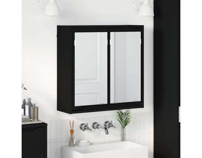 Sonata H Шкаф с огледало за баня Черно 60 x 20 x 60 cm Инженерно дърво